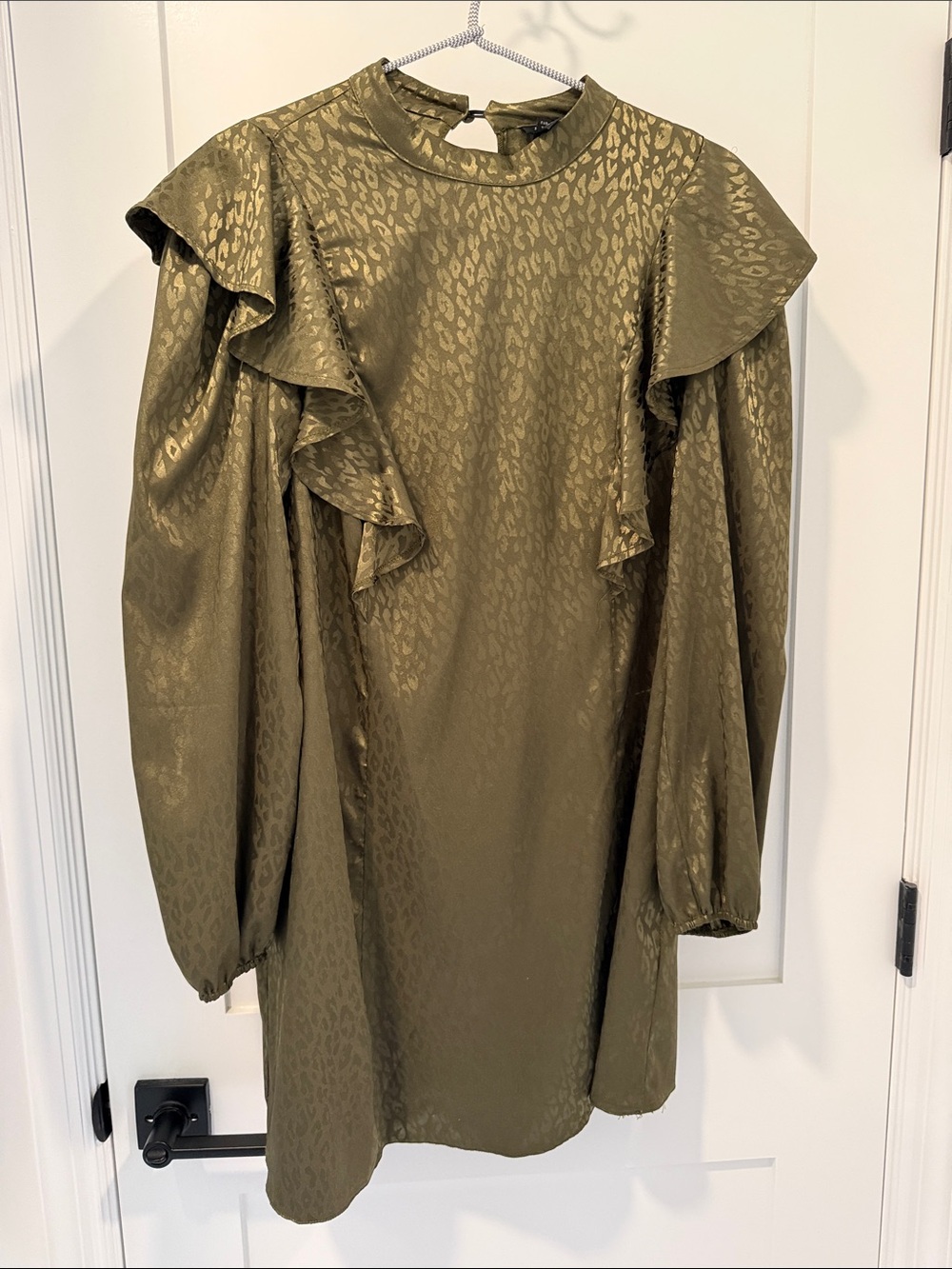 River Island Olive Green Satin Jacquard Top